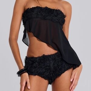 NWT Jaded London Black Roses Set - US 4 Corset Top & US 6 Bloomer Shorts